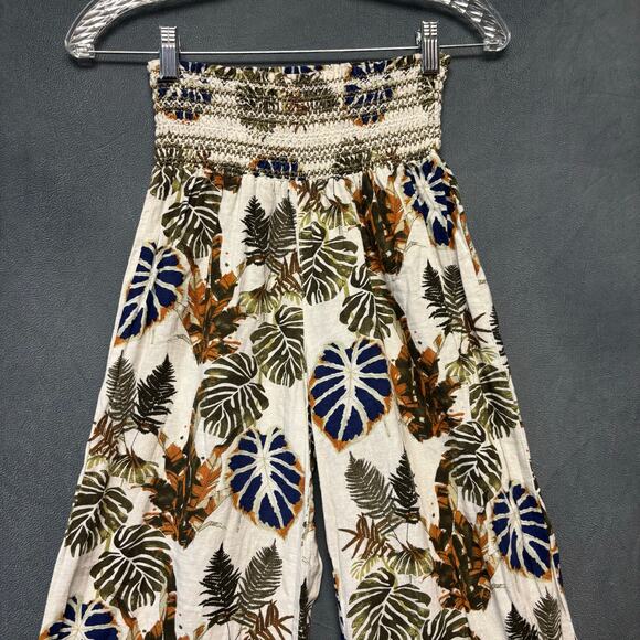 Dahui Hawaii Women's Linen Pants Yoga Wide Leg Smock Waist Comfy Beachy Damask - Picture 6 of 15